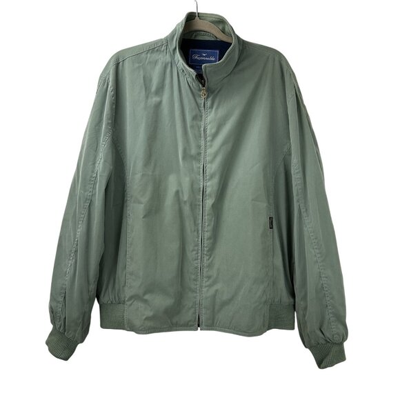 Faconnable Jacket Men Large Green Fullzip Dad Casual Bomber Coat Windbreaker Y2K - Picture 1 of 16